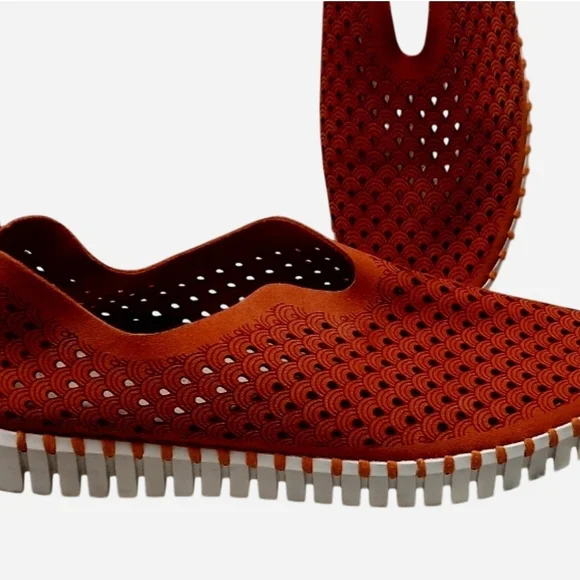 Ilse Jacobsen Orange Perforated Slip-On Flats - Picture 5 of 8